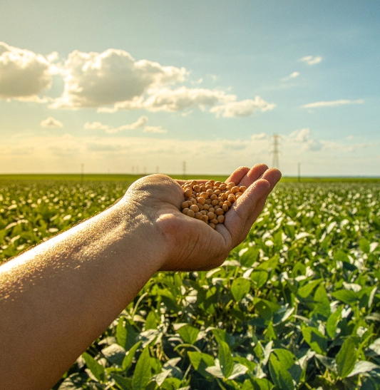 Hand holding seeds