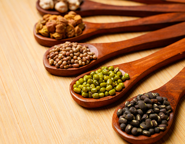 Different grains in bowls